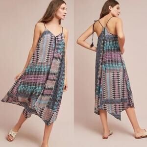 Anthropologie Akemi + Kin Riviera Boho Tasseled Midi Dress Strappy Size L